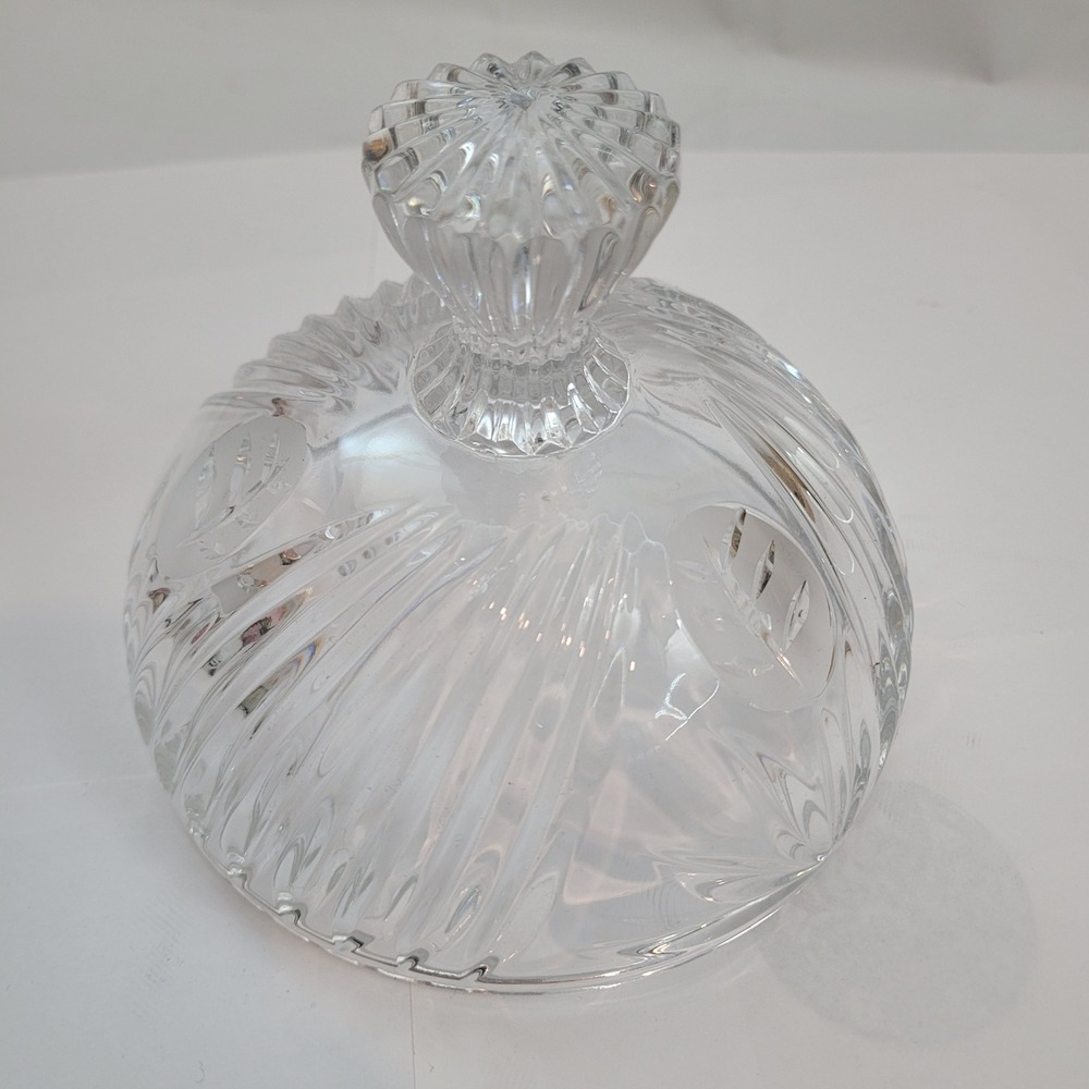 Mikasa Crystal Glass Butter Dish Replacement Lid Swirl Leaf Cut 5.5 Inch